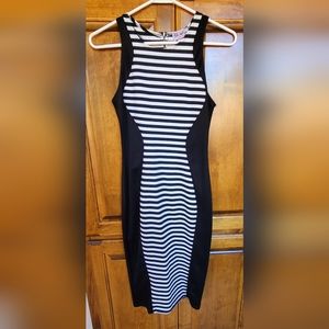 Black and White Striped Bodycon Dress